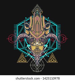 sacred display layouts design with machine dog as modeling and using pop art coloring