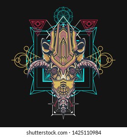 sacred display layouts design with machine dog as modeling and using pop art coloring