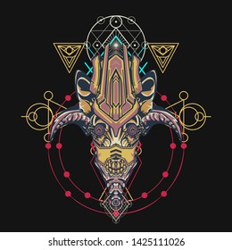 sacred display layouts design with machine dog as modeling and using pop art coloring