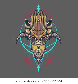 sacred display layouts design with machine dog as modeling and using pop art coloring