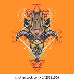 sacred display layouts design with machine dog as modeling and using pop art coloring