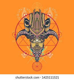 sacred display layouts design with machine dog as modeling and using pop art coloring