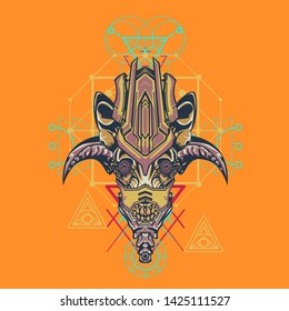 sacred display layouts design with machine dog as modeling and using pop art coloring