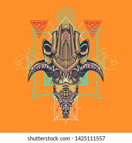 sacred display layouts design with machine dog as modeling and using pop art coloring