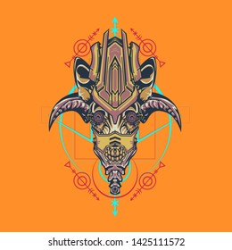 sacred display layouts design with machine dog as modeling and using pop art coloring