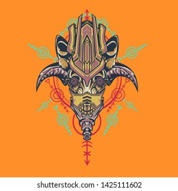 sacred display layouts design with machine dog as modeling and using pop art coloring