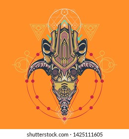 sacred display layouts design with machine dog as modeling and using pop art coloring