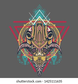 sacred display layouts design with machine dog as modeling and using pop art coloring