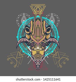 sacred display layouts design with machine dog as modeling and using pop art coloring