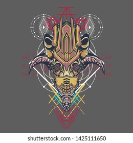 sacred display layouts design with machine dog as modeling and using pop art coloring