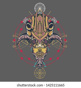 sacred display layouts design with machine dog as modeling and using pop art coloring