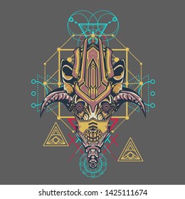sacred display layouts design with machine dog as modeling and using pop art coloring