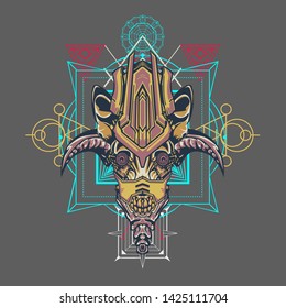 sacred display layouts design with machine dog as modeling and using pop art coloring