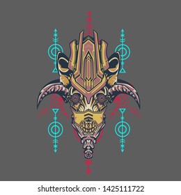 sacred display layouts design with machine dog as modeling and using pop art coloring