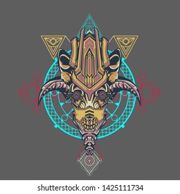 sacred display layouts design with machine dog as modeling and using pop art coloring