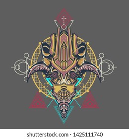 sacred display layouts design with machine dog as modeling and using pop art coloring