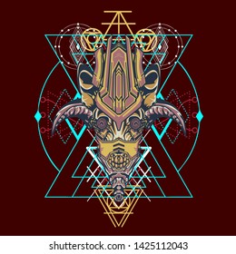 sacred display layouts design with machine dog as modeling and using pop art coloring