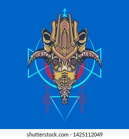 sacred display layouts design with machine dog as modeling and using pop art coloring