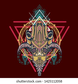sacred display layouts design with machine dog as modeling and using pop art coloring