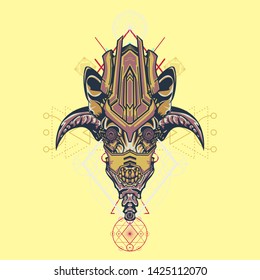 sacred display layouts design with machine dog as modeling and using pop art coloring