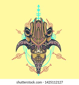 sacred display layouts design with machine dog as modeling and using pop art coloring