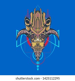 sacred display layouts design with machine dog as modeling and using pop art coloring