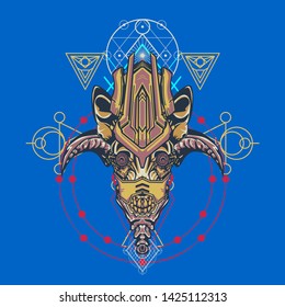 sacred display layouts design with machine dog as modeling and using pop art coloring
