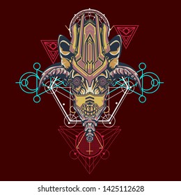 sacred display layouts design with machine dog as modeling and using pop art coloring