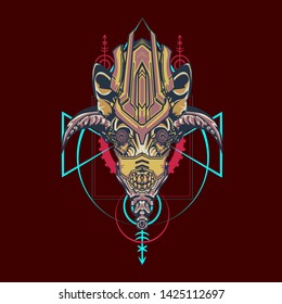 sacred display layouts design with machine dog as modeling and using pop art coloring