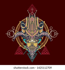 sacred display layouts design with machine dog as modeling and using pop art coloring