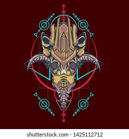 sacred display layouts design with machine dog as modeling and using pop art coloring