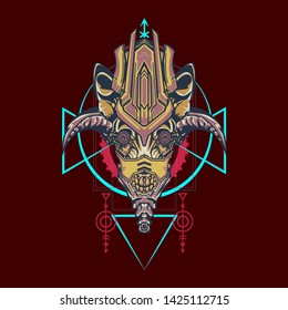 sacred display layouts design with machine dog as modeling and using pop art coloring