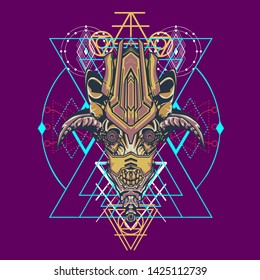 sacred display layouts design with machine dog as modeling and using pop art coloring