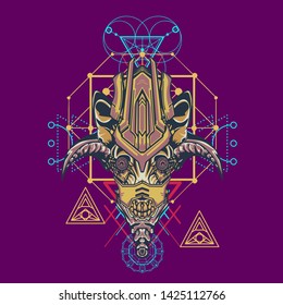 sacred display layouts design with machine dog as modeling and using pop art coloring