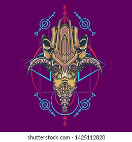 sacred display layouts design with machine dog as modeling and using pop art coloring