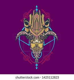 sacred display layouts design with machine dog as modeling and using pop art coloring
