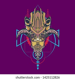 sacred display layouts design with machine dog as modeling and using pop art coloring
