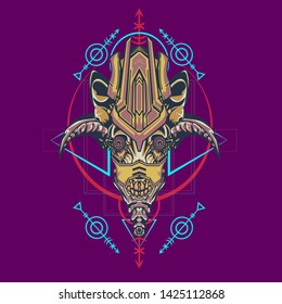sacred display layouts design with machine dog as modeling and using pop art coloring