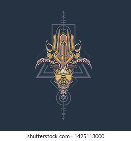 sacred display layouts design with machine dog as modeling and using pop art coloring