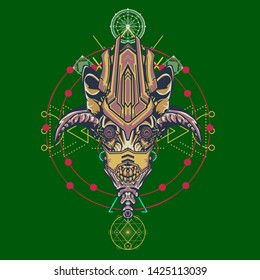 sacred display layouts design with machine dog as modeling and using pop art coloring