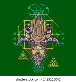 sacred display layouts design with machine dog as modeling and using pop art coloring