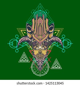 sacred display layouts design with machine dog as modeling and using pop art coloring