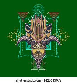 sacred display layouts design with machine dog as modeling and using pop art coloring