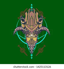 sacred display layouts design with machine dog as modeling and using pop art coloring