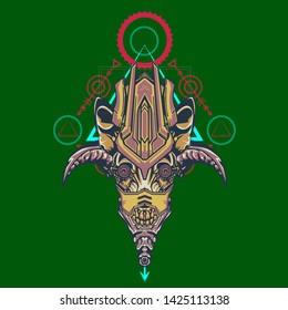 sacred display layouts design with machine dog as modeling and using pop art coloring
