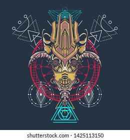 sacred display layouts design with machine dog as modeling and using pop art coloring
