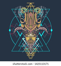 sacred display layouts design with machine dog as modeling and using pop art coloring