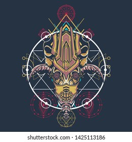 sacred display layouts design with machine dog as modeling and using pop art coloring