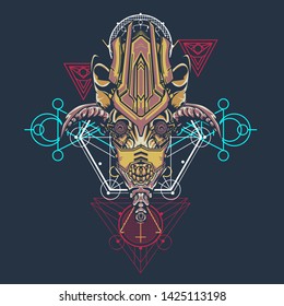 sacred display layouts design with machine dog as modeling and using pop art coloring