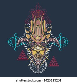 sacred display layouts design with machine dog as modeling and using pop art coloring